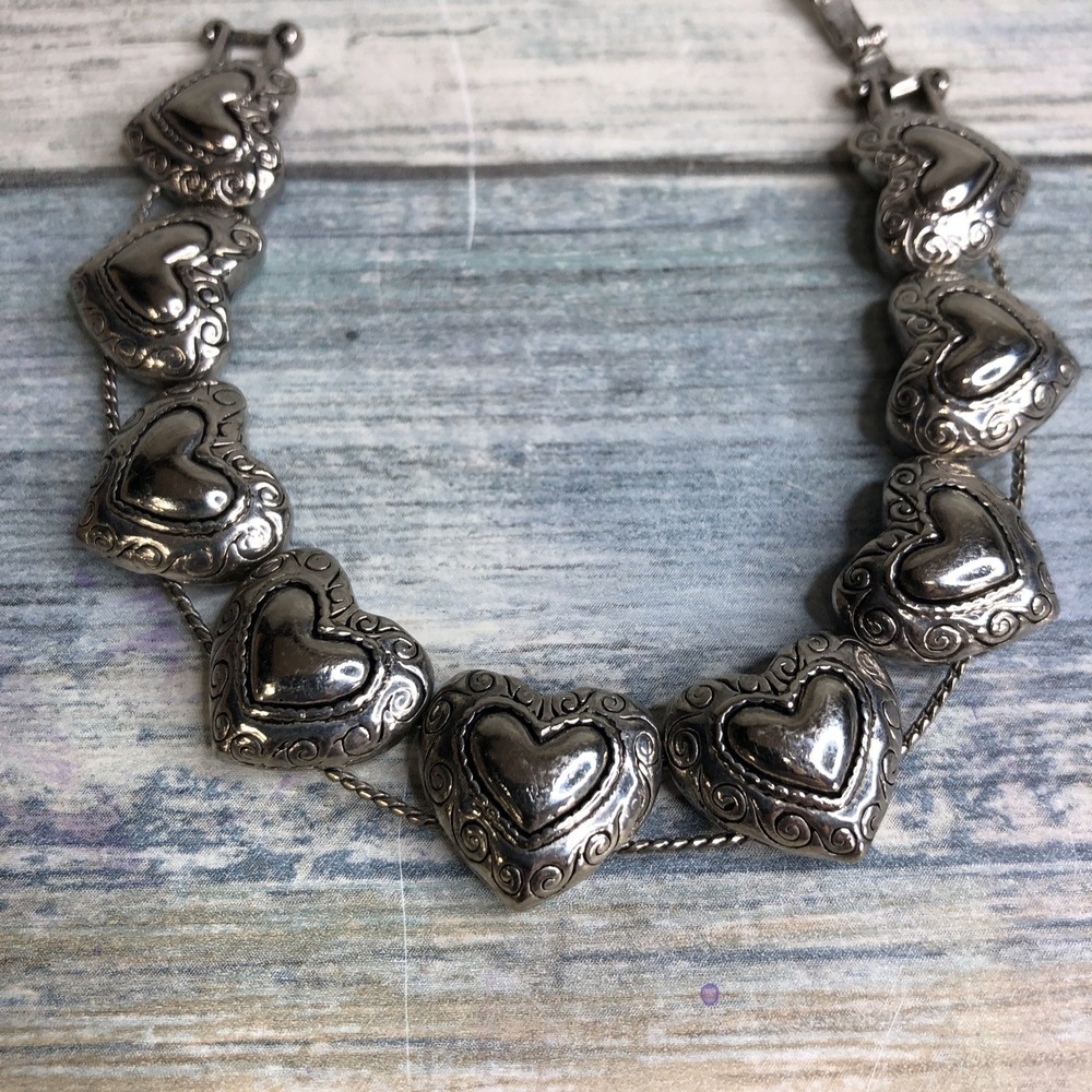 Heart Slider Sliding  Bracelet Double Chain  adjusts about  7-8"